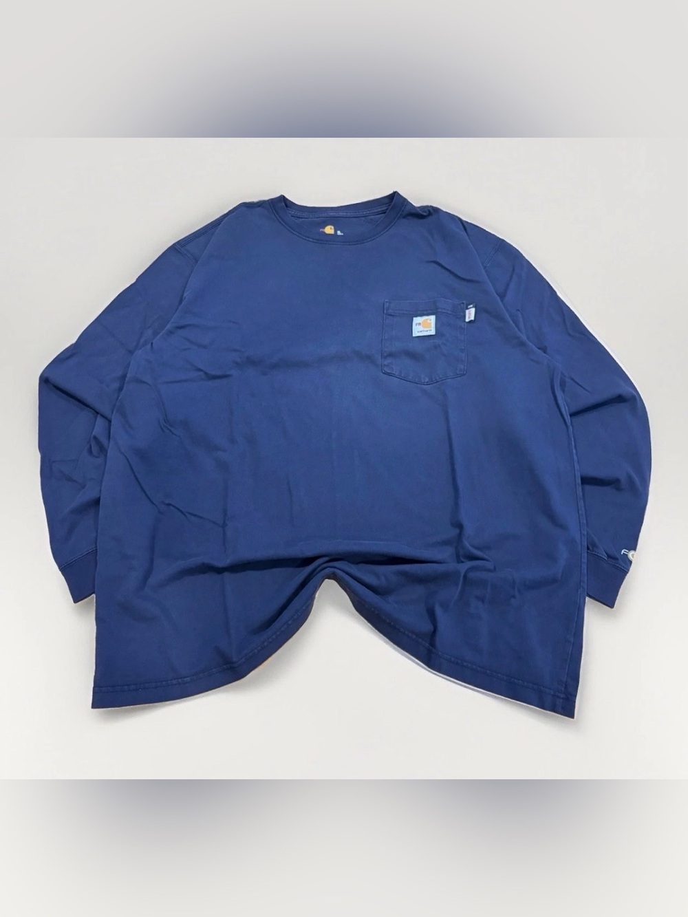 Carhartt Force FR Flame Resistant Long Sleeve Shirt Size XL Blue Tee Workwear
